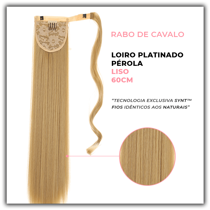 Bela Belinda Liso / 60cm Rabo-De-Cavalo Loiro Platinado Pérola Entrega Rápida