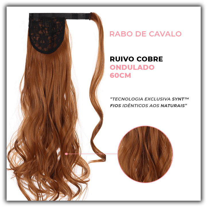Bela Belinda Ondulado / 60cm Rabo-De-Cavalo Cobre Entrega Rápida