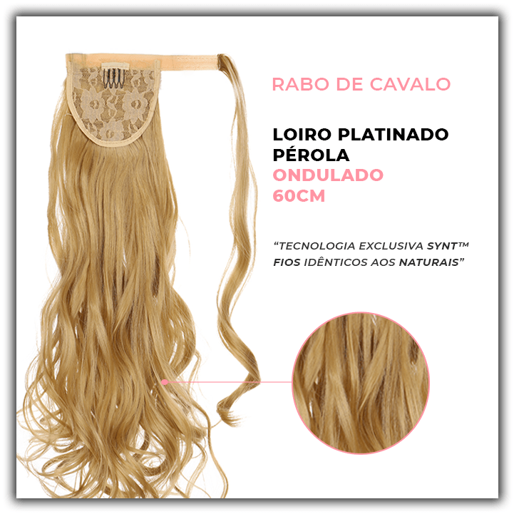 Bela Belinda Ondulado / 60cm Rabo-De-Cavalo Loiro Platinado Pérola Entrega Rápida